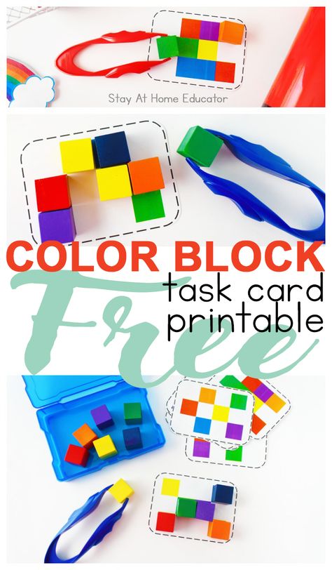 5 Activities for Teaching Colors to Preschoolers with Free Task Cards Stem Task Cards Free, Stem Task Cards, Errorless Learning, Free Preschool Activities, Intentional Teaching, Stem Bins, Teaching Preschoolers, Preschool Color Activities, Adaptive Art