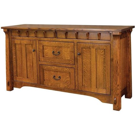 Dining Room Furniture Collections, Mission Style Furniture, Kitchen Furniture Storage, Amish Crafts, Dining Buffet, Soft Close Drawer Slides, Quarter Sawn White Oak, Wood Buffet, Wood Corbels