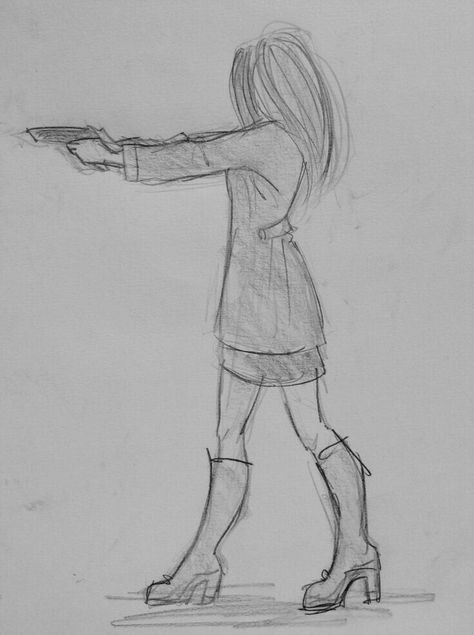 Pencil Drawing, A Girl, Sketch, Pencil, Boots, Art