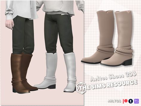 The Sims Resource - Long Leather Boots Male Sims 4 Men Boots, Sims 4 Cc Boots Male, Sims 4 Boots, Male Boots, Long Leather Boots, Ankle Cowboy Boots, Leopard Loafers, Sequin Boots, Sims 4 Teen