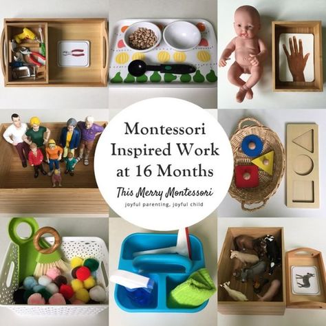 I feel like it was just yesterday I was writing a post about his work at 8 months, and now this sweet boy of ours is 16 months old. Right now, Eli is all about three things: gross motor, language, and Montessori Trays, Montessori Lessons, Montessori Playroom, Montessori Diy, Montessori Practical Life, Baby Play Activities, Montessori Toddler Activities, Montessori Ideas, Montessori Education