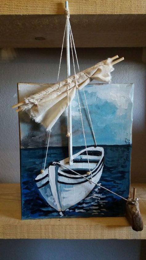 Boat Painting Acrylic, معرض فني, Peisaj Abstract, Boat Art, Diy Holz, Boat Painting, Hur Man Målar, 수채화 그림, Driftwood Art