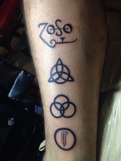 Led zeppelin my own ink Led Zeppelin Tattoo, Led Zeppelin I, Led Zeppelin Iv, Calf Tattoo, A Tattoo, Led Zeppelin, Zeppelin, Rock Music, Triangle Tattoo