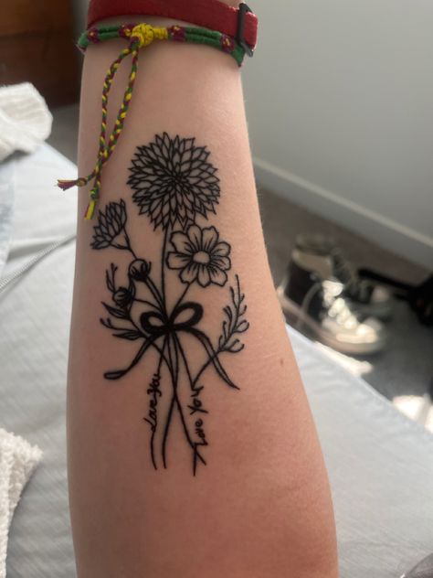 Grandparent Tattoos Memories, Grandparent Memorial Tattoo, Grandparent Tattoos, Tattoos For Grandparents, Grandparents Tattoo, Remembrance Tattoos, Memorial Tattoo, Memorial Tattoos, Birth Flowers