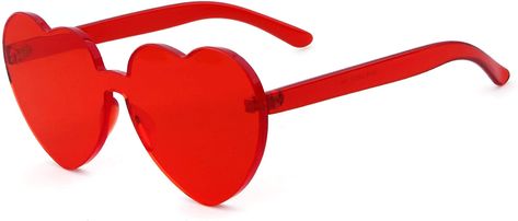 Amazon.com: Heart Shape Rimless Sunglasses One Piece Transparent Candy Color Eyewear (Red, 64): Shoes Bridesmaid Sunglasses, Sunglasses Bachelorette Party, Red Heart Sunglasses, Sunglasses Bachelorette, Sunglasses Party Favor, Bachelorette Party Sunglasses, Red Clothing, Heart Shaped Glasses, Heart Glasses