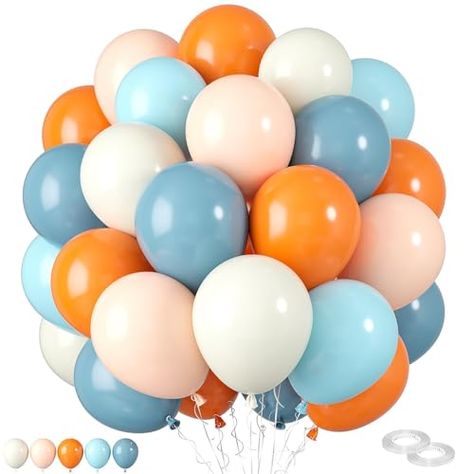 Orange And Blue Party, Orange Birthday Parties, Orange Birthday, 18th Bday, Orange Party, Orange Retro, Pastel Orange, Engagement Party Decorations, Blue Party