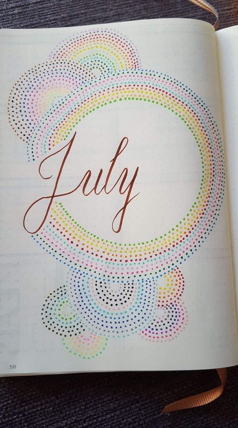 July rainbow bullet journal cover page Rainbow Bullet Journal, Bullet Journal Title Page, Bullet Journal Calendrier, Bullet Journal October, Journal Cover Page, Bullet Journal Titles, Bullet Journal Minimalist, Planner Diario, Bullet Journal Month