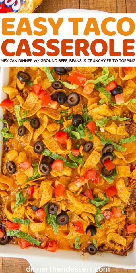 Taco Casseroles, Mexican Ground Beef, Easy Taco Casserole, Taco Dishes, Dinner Then Dessert, Taco Dinner, Recipes Mexican, Taco Casserole, Mexican Dinner