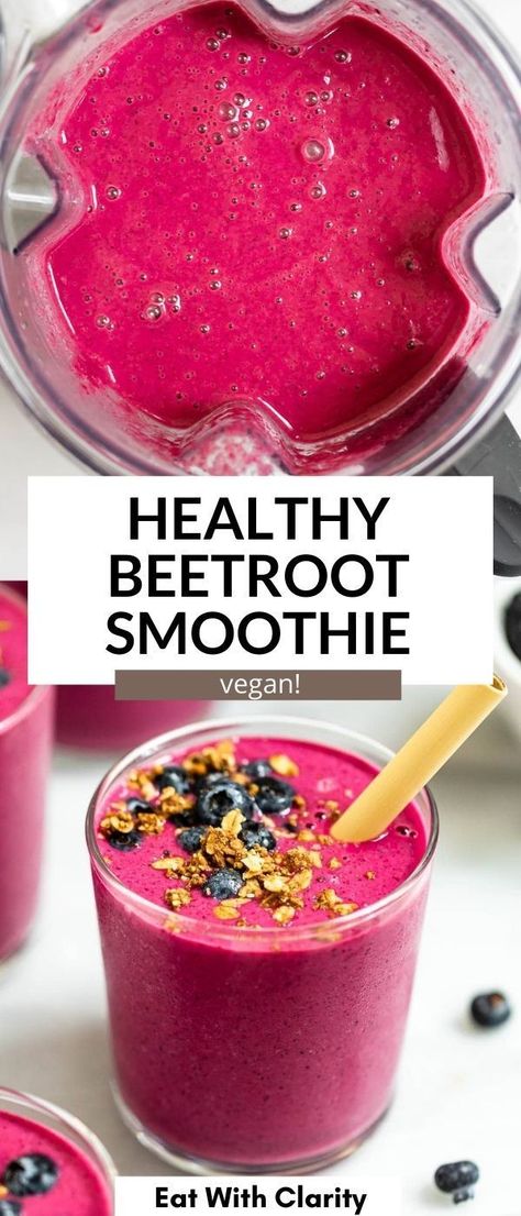 This beet smoothie is creamy, easy to make and doesn’t even taste like beets! It’s refreshing, perfect for a quick snack or light breakfast and the vibrant pink color will impress just about anyone. Beet Protein Smoothie, Beets Recipe Smoothie, Beet Root Powder Smoothies, Beet Recipes Lunch, Beet Root Smoothie Recipes, Raw Beet Recipes, Beets Breakfast, Beet Powder Recipes, Beet Smoothie Recipes