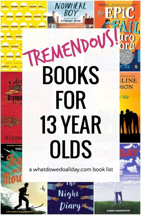 List of good books for 13 year olds. This age can be tricky for finding great books that are not too young or too mature. #childrensbooks Middle School Books, 12 Books, Middle Grade Books, Summer Reading Lists, Grade Book, Library Displays, Books For Boys, Book Suggestions, School Reading