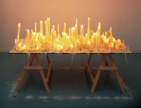 Featured Works - Featured Works - Anya Gallaccio - Artists - Lehmann Maupin Modern Monastery, Candle Reference, Anya Gallaccio, Candle Wax Art, Candle Installation, Drip Candle, Candle Sculpture, 1 June, Wax Art