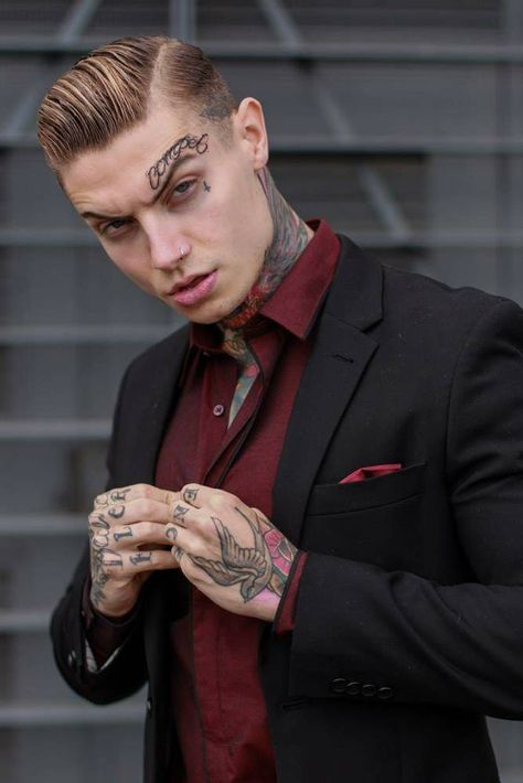 Suits And Tattoos, Jord Liddell, Male Models Tattoo, Tatted Men, Straight Jacket, Tattoo Models, Leather Jacket Men, Male Models, Tattoos For Guys