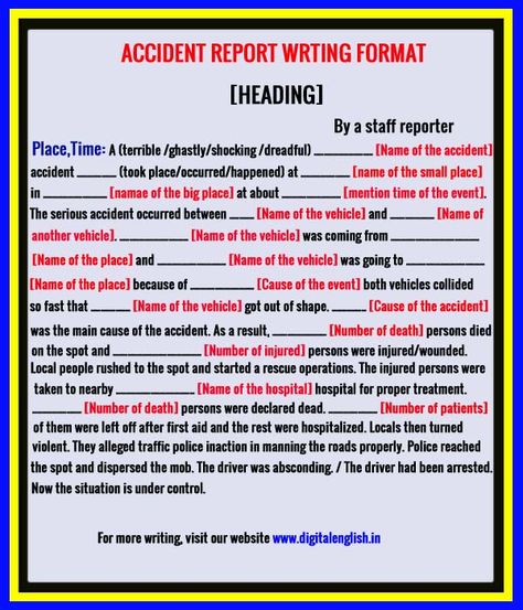 A Road Accident Report Writing 7+ Samples For All – Digital English Report Writing Format, Road Accident, Report Writing, Descriptive Writing, Math Methods, 100 Words, Letter Sample, Loud Noises, Cartoon Background