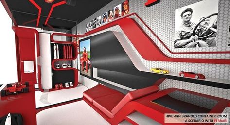 'Hive-Inn' by OVA studio - A Hotel Structure Design Using Shipping Containers - Thrillist Racing Room, Mercedes Benz Wallpaper, Used Shipping Containers, Cars Room, Retail Store Interior, Inn Hotel, Food Logo Design, Architecture Design Sketch, Store Interiors