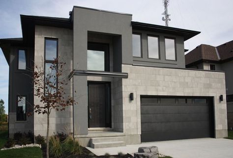 Contemporary Exterior Design, Exterior Stucco, Stucco Colors, Glass Railings, Colors Combinations, Contemporary House Exterior, Stucco Exterior, Pintura Exterior, Contemporary Exterior