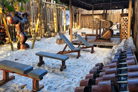 Tulum Jungle Gym – World's Best Beach Gym Outside Gym, Tulum Jungle, Gym Shed, Backyard Gym, Diy Gym Equipment, Open Gym, Diy Gym, Diy Home Gym, Gym Room At Home