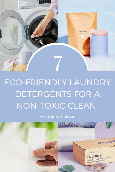 The way we take care of our clothes isn’t just about making sure our garments last longer, it’s about our health, too. We want our homes to be as non-toxic as possible, and this includes what we use to clean the things we wear everyday. There are several eco-friendly & non-toxic laundry detergent brands, today, and they work just as well - if not better - as the leading conventional brands. #ecofriendlylaundrydetergent #nontoxiclaundrydetergent #zerowaste #zerowastehome #ecofriendlyliving Eco Friendly Laundry Products, Non Toxic Laundry Detergent, Best Natural Laundry Detergent, Laundry Detergent Brands, Sustainability Tips, Sustainable Swaps, Eco Friendly Laundry Detergent, Natural Cleaning Supplies, Detergent Brands