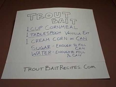 Trout Bait Recipe - Homemade fish bait recipe using common ingredients Homemade Fish Bait, Homemade Catfish Bait, Fishing Recipes, Fishing Business, Fishing Tricks, Trout Fishing Lures, Catfish Bait, Trout Fishing Tips, Trout Bait