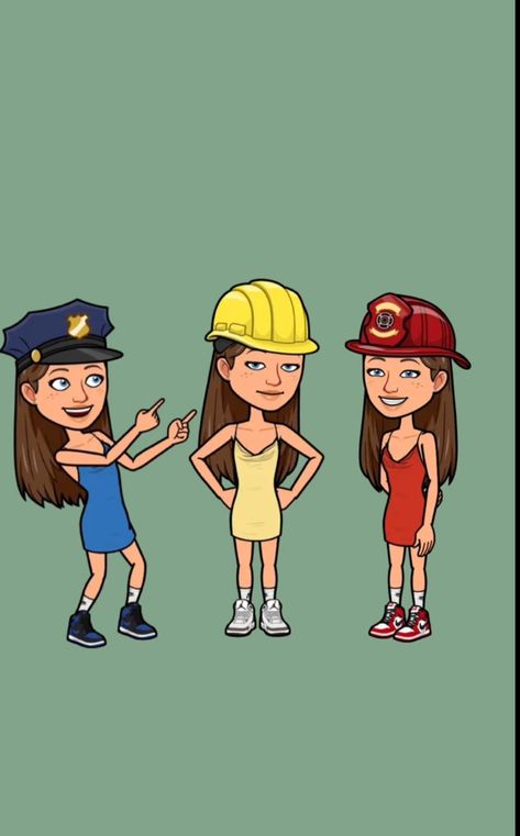 Matching Bitmojis For 3 Best Friends, Bitmoji Outfits For 3 Friends, Matching Trio Bitmojis, Matching Snapchat Bitmoji Outfits For 3, Trio Snapchat Outfits, Trio Matching Bitmoji Outfits, Bitmoji Halloween Costume Ideas, Duo Bitmoji Ideas, Snapchat Characters