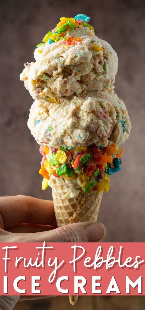 Fruity Pebbles Ice Cream Fruity Pebbles Ice Cream Cake, Fruity Pebble Ice Cream, Fruity Pebbles Ice Cream, Ice Cream Flavour, Pebble Ice, Cereal Flavors, Fruity Pebble, Fruity Pebbles Cereal, Pebbles Cereal