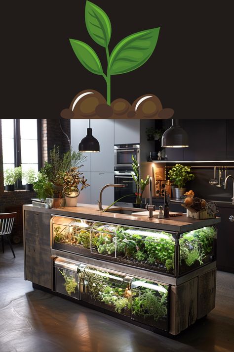 Infuse your kitchen with the refreshing charm of terrarium kitchen islands! 🌿✨ Explore these nature-inspired designs for a touch of greenery in your home. #TerrariumDecor #KitchenIslands #HomeInspiration #GreenLiving #InteriorStyling Hydroponics Design, Tea Factory, Agriculture Projects, Hydroponic Farming, Kitchen Plants, Kitchen Island Decor, Terrarium Decor, Beautiful Home Designs, Green Business