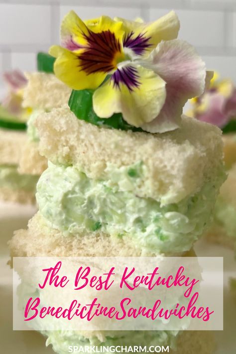 Light and delicious! Melt in your mouth! Savory! OH MY GOSH! YUM! I am sharing my recipe for the best Kentucky Benedictine Tea Sandwiches. #kentuckyderbyparty #cucumbersandwiches #benedictinesandwiches Tea Party Sandwiches Recipes, Kentucky Derby Recipes, Derby Recipe, Cucumber Tea Sandwiches, Tea Party Sandwiches, Tea Sandwiches Recipes, Afternoon Tea Recipes, Tea Time Food, Party Sandwiches