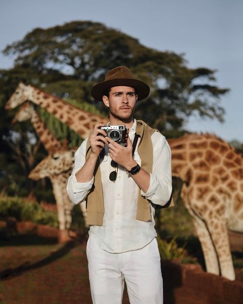 undefined Africa Theme Party Outfit, Giraffe Manor Kenya, Moda Safari, Mysterious Photography, Africa Party, Jungle Outfit, Giraffe Manor, Safari Costume, Adam Gallagher