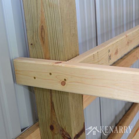 Great idea for DIY corner shelves to create storage in a garage or pole barn! Pole Barn Storage Ideas, Barn Storage Ideas, Shelves For Garage, Diy Corner Shelves, Diy Pole Barn, Diy Corner Shelf, Pole Barn Designs, Corner Shelf Ideas, Pole Barn Garage