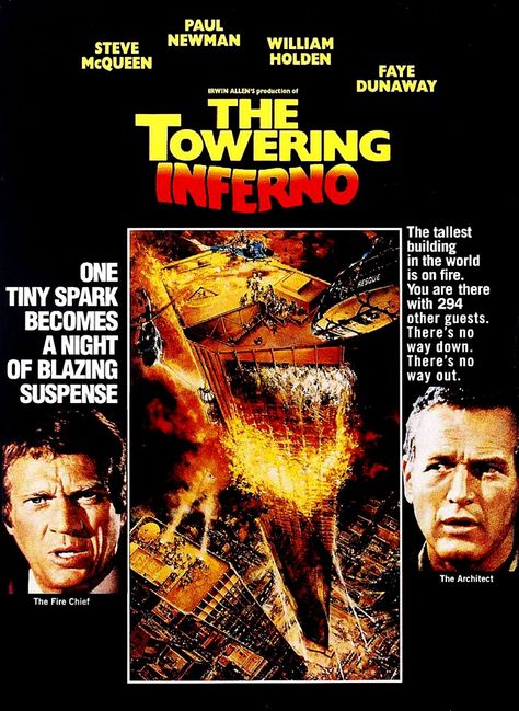 The Towering Inferno (1974) Dabney Coleman, The Towering Inferno, Robert Vaughn, Irwin Allen, Disaster Movie, Richard Chamberlain, Jennifer Jones, Faye Dunaway, Fred Astaire