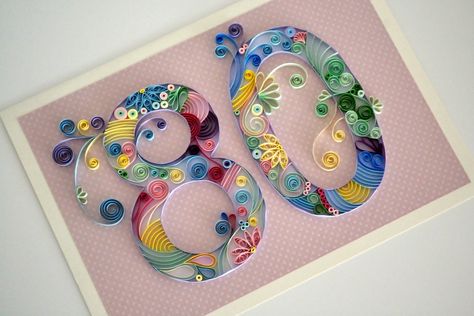 Quilled 80th birthday card | by redflameuk Diy For Sister, Quilled Numbers, Quilling Numbers, Quilling Alphabet, Quilling Birthday Cards, Quilling Letters, Grandma Birthday Card, 80th Birthday Cards, Paper Quilling Cards