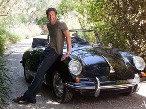 Patrick Dempsey with his 1963 Porsche 356 Porsche 356 Speedster, Celebrity Cars, Car Poses, 356 Speedster, Patrick Dempsey, Frank Gehry, Ford Classic Cars, Malibu California, Top Celebrities