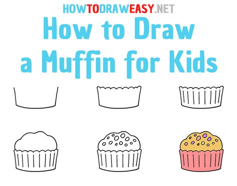 How to Draw a Muffin Step by Step #Muffin #MuffinDrawing #MuffinArt #Cupcake #CupcakeDrawing #HowtoDrawaCupcake #HowtoDrawaMuffin #ArtWork #Art #Drawing #Painting #FoodDrawing #Food #Cake #CakeDrawing How To Draw A Muffin, Doodle Food, Food Doodle, Elementary Drawing, Draw Food, How To Dr, Cupcake Drawing, Fall Drawings