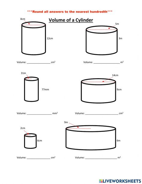 Volume of a cylinder worksheet Multi Step Equations Worksheets, Volume Of A Cylinder, Volume Worksheets, Tracing Alphabet, Worksheet Preschool, Multi Step Equations, Two Step Equations, Rectangular Prism, Math Measurement