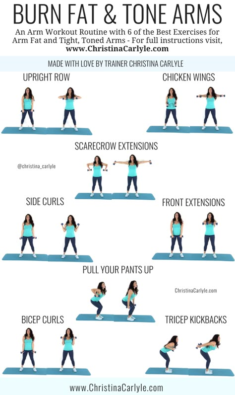 Workout for Arm Fat for tight, toned arms by trainer Christina Carlyle. https://christinacarlyle.com/workout-arm-fat/ Armpit Workout, Cheer Training, Christina Carlyle, Arm Workout Routine, Wall Stripes, Exercises Women, Lazy Exercise, Arm Fat Exercises, Triceps Exercises