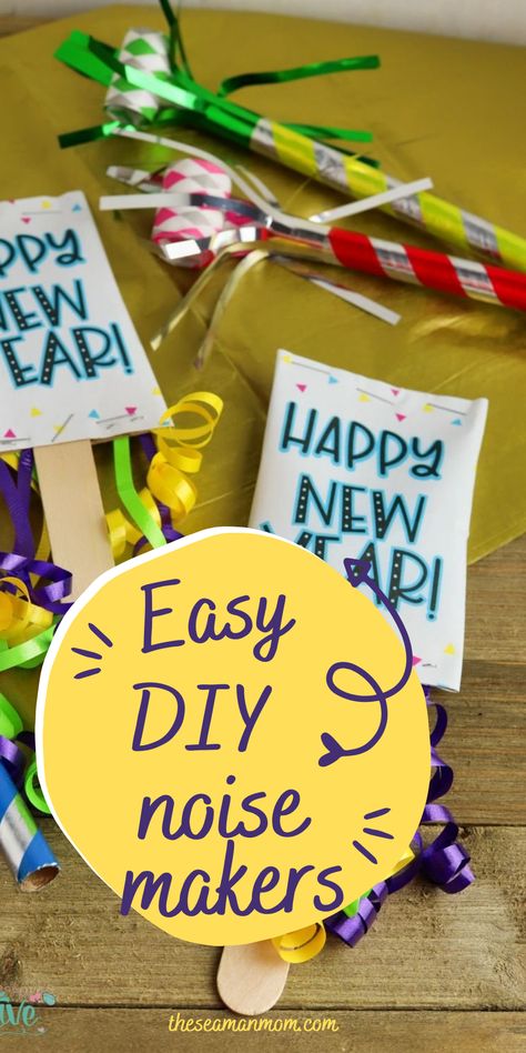 These noise makers are perfect for any holiday celebration, but we love using them on New Year’s Eve because of their loud bang when they pop open! #easypeasycreativeideas #noisemakers #newyears #newyearsparty #party Diy Nye Noise Makers, How To Make Noise Makers, New Year Noise Makers For Kids, Noise Maker Craft For Kids, Diy New Years Eve Decorations For Kids, New Years Noise Maker Craft Kids, New Years Noise Makers, Noise Maker Craft, Noisemakers Diy