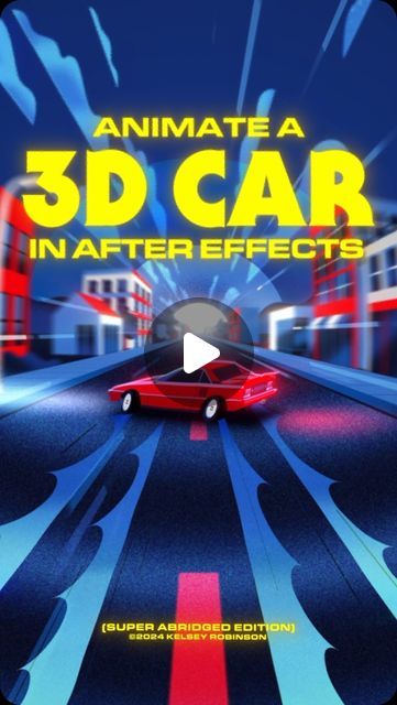 Kelsey Robinson on Instagram: "A super fast tutorial for animating a 3D car in After Effects 🏁  Effects used in the final: Deep Glow, turbulent displace (for boil effect), scatter, posterize time (12fps), optics compensation and CC Lens (for fisheye distortion)  #aftereffects #aetutorial #buckuback" Kelsey Robinson, After Effects 3d, After Effects, Motion Graphics, Car Ins, Motion Design, Motion, Instagram