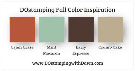 Stampin' Up! Color Combo Cajun Craze, Mint Macaron, Early Espresso, Crumb Cake from Dawn Olchefske #dostamping #stampinup #colorcombo Autumn Punch, Good Color Combinations, Cherry Cobbler, Crumb Cake, Circle Punch, Love Stamps, Fall Projects, Colorful Cakes, Thanksgiving Cards