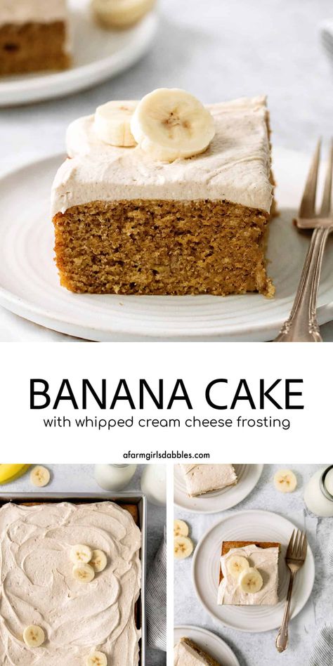 Pumpkin Banana Cake, Homemade Banana Cake Recipe, Homemade Banana Cake, Use Up Ripe Bananas, Easy Banana Cake, Sour Cream Banana Bread, Truck Cakes, Banana Cake Recipe, Pumpkin Banana