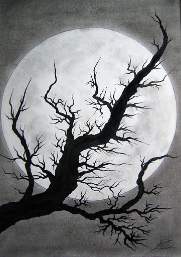 Were origonally watercolour paper and watercolour paint with pen ... Moonlight Sketch Pencil, Full Moon Sketch Pencil, Moon And Trees Painting, Black Ink Drawing Ideas, How To Draw The Moon, Nice Drawing Ideas, How To Draw A Moon, Big Drawings Ideas, Drawing Ideas Moon