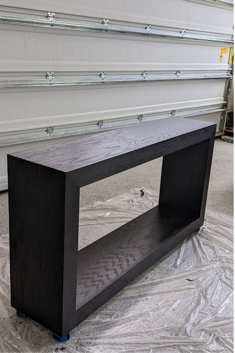 Want to build a modern entry table? This DIY console table is a dupe of the Pottery Barn Folsom Console. You'll love the clean lines and modern design. Make yours today! Entry Table Plans, Modern Entry Table, Diy Entry Table, Diy Entryway Table, Pottery Barn Diy, Solid Stain Colors, Diy Console, Diy Console Table, Diy Shutters