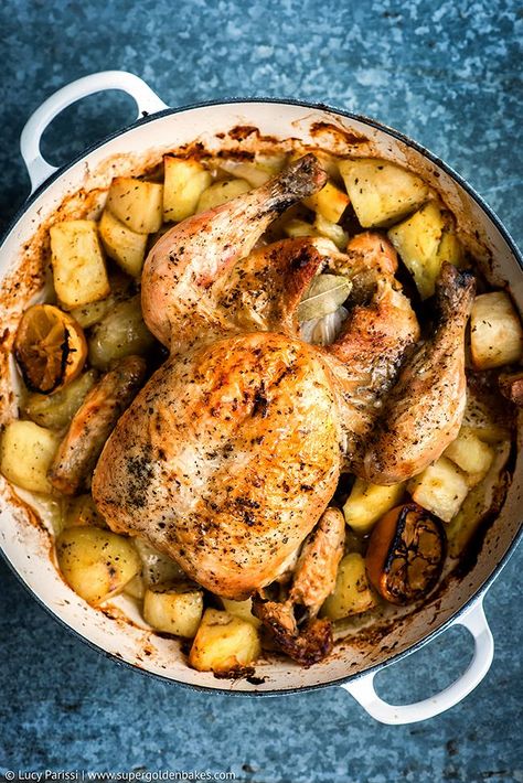 Sheet Meals, Chicken With Potatoes, Roasted Chicken And Potatoes, Chicken And Potatoes, Lemon Potatoes, Oven Roasted Chicken, Greek Cooking, Roast Chicken Recipes, Savoury Recipes