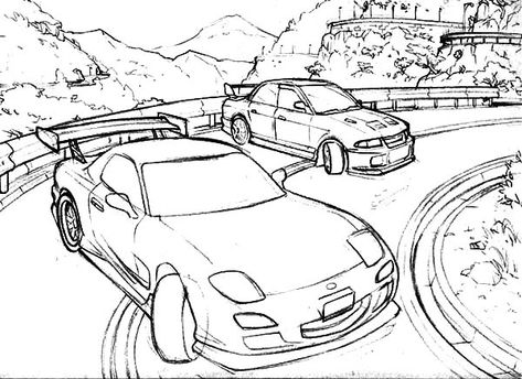 Drifting Cars Up On The Hill Coloring Pages : Kids Play Color Drifting Car Drawing, Jdm Coloring Pages, Car Drifting Drawing, Drift Drawing, Simple Car Drawing, Vehicle Drawing, Car Drawing Easy, Car Drifting, Cars Sketch