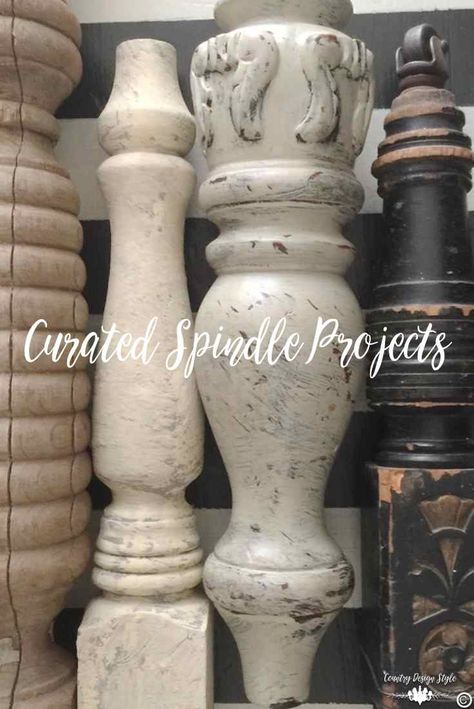 Do you need ideas for creating DIY projects with spindles? Here's a spindle collection of DIY ideas | Country Design Style | countrydesignstyle.com Wooden Spindles Repurposed, Diy Spindle Projects, Finials Ideas Diy, Repurpose Spindles Ideas, Wood Spindle Crafts, Spindle Decor, Primitive Crafts Diy, Spindle Candlesticks, Spindle Crafts