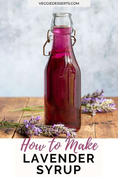 Lavender Syrup Recipe, Edible Lavender, Veggie Desserts, Simple Syrups, Vegan Lemon Cake, Sweet Sauces, Purple Food Coloring, Peach Syrup, Lavender Syrup