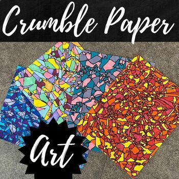 Need a fun, engaging, last minute lesson for your sub? This NO PREP needed Crumble Paper Abstract Art drawing tutorial is perfect for middle (6-12), high (9-12), homeschool and upper elementary (3-5th) grades. Compatible with students of any art skill level from beginner to intermediate to advanced. Perfect especially for that crazy week before winter, spring or summer break. This product includes:PDF student handout with color images and instructionsPDF tutorial for teacher instruction ledPPT v Substitute Teacher Art Activities, Upper Grade Art Projects, Fun Activities For Classroom, Square 1 Art Projects, Drawing Projects For Elementary Students, Collage Crafts For Preschool, Jr High Art Projects Lesson Plans, September Activities For Elementary Kids, Last Day Of School Art Projects