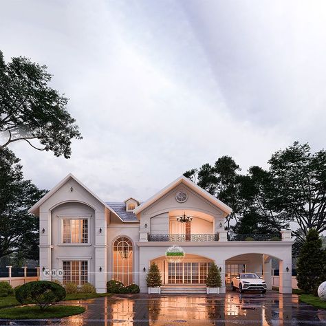 Colonial style house plan American Small House, Colonial House Design, Modern Colonial House Exterior, 4 Bedroom Modern House, Modern House Architecture Design, Hip Roof Design, Kerala Home Design, Modern House Architecture, Colonial House Exteriors