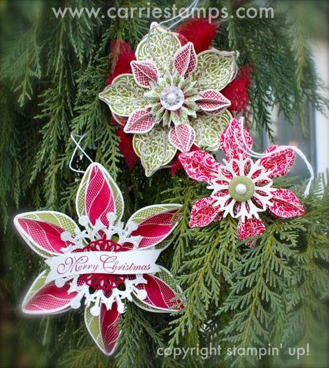 Fall Felt Crafts, Christmas Paper Crafts, Paper Ornaments, Fabric Ornaments, Stampin Up Christmas, Christmas Stamps, Handmade Christmas Ornaments, Christmas Decorations Ornaments, Christmas Paper