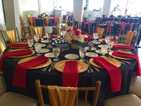 Bond Theme Party, Red Candy Buffet, James Bond Theme Party, Red Carpet Theme Party, Event Planning Binder, Red Carpet Theme, Event Planning Worksheet, Event Planning Branding, Gold Table Setting