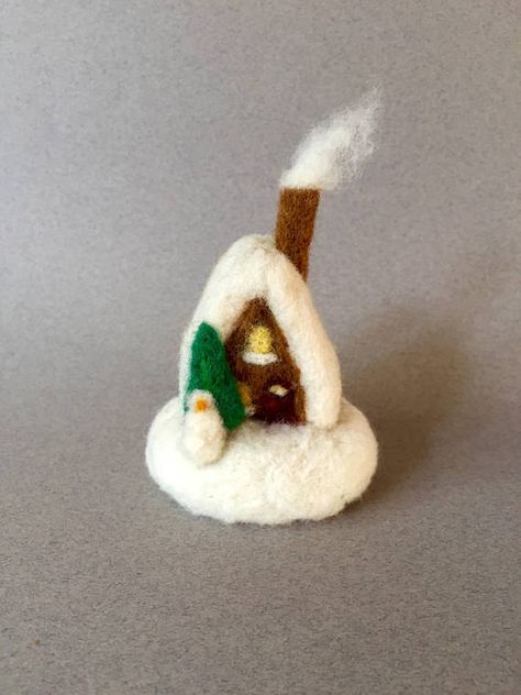 Felted cottage needle felted cottage felted house felt Winter Needle Felting, Felted House, Needle Felting Christmas, Needle Felt Christmas, Needle Felted Ornaments, Holiday Characters, 2025 Christmas, Felt House, Felted Christmas