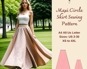 Chiffon Skirt Sewing Pattern, Pettipants Pattern, Practical Sewing Projects, Long Skirt Patterns, Flowy Skirt Pattern, Circle Skirt Sewing Pattern, Denim Skirt Pattern, Sew Maxi Skirts, Maxi Skirt Sewing Pattern